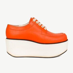 Jil Sander Navy SS/12 Orange Leather Lace-Up Platforms
